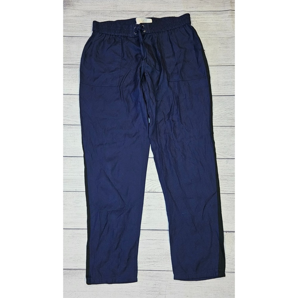 Joie Pants Womens Small Navy Silk Blend Drawstring Elastic Waist Athleisure